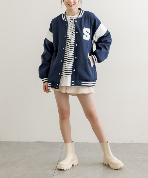 OLIVE des OLIVE（オリーブデオリーブ）の「【WEB限定カラー有】DSスタジャン（スタジャン・レディース・ベージュ/ネイビー/グレー/ライトブラウン・FREE）」の5枚目の写真