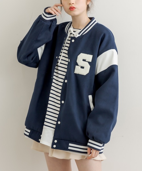 OLIVE des OLIVE（オリーブデオリーブ）の「【WEB限定カラー有】DSスタジャン（スタジャン・レディース・ベージュ/ネイビー/グレー/ライトブラウン・FREE）」の8枚目の写真