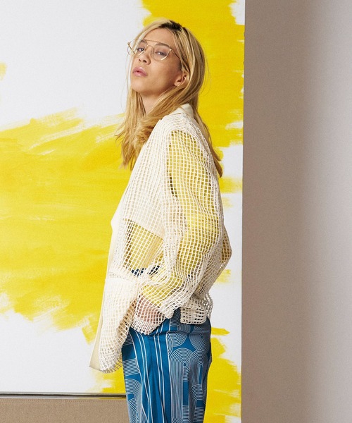 MAISON SPECIAL（メゾンスペシャル）の「スクエアメッシュレースジャケット【MAISON SPECIAL/メゾンスペシャル】■セットアップ対応■（テーラードジャケット・レディース・ブラック/オフホワイト・FREE）」の4枚目の写真