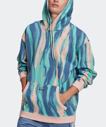 ブランド古着 Adidas アディダス メンズ のパーカー グリーン カーキ 緑色系 ストライプ柄 古着通販 Zozoused