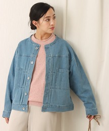ストレッチデニム バンドカラージャケット