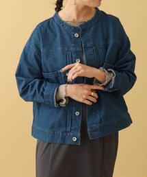 ストレッチデニム バンドカラージャケット