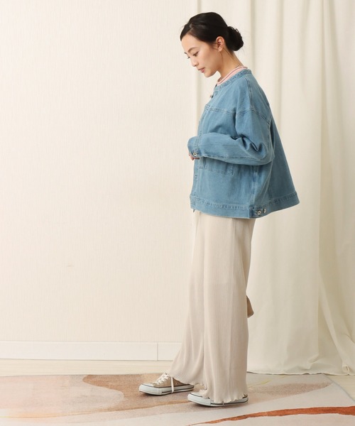 libelle more(リベル モア)の「ストレッチデニム バンドカラージャケット(デニムジャケット・レディース・サックスブルー/インディゴブルー/ブルー・M/L)」の15枚目の写真