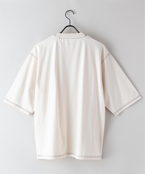 Blue Standard (ブルースタンダード)の「【BLUE STANDARD/ブルースタンダード】汗染みの目立ちにくいTシャツ ZEROSTAIN 配色ステッチビッグTシャツ(Tシャツ/カットソー・メンズ・アイボリー/ベージュ/サックスブルー/ピンク系その他/ブラック・LARGE/MEDIUM/X-LARGE)」の10枚目の写真