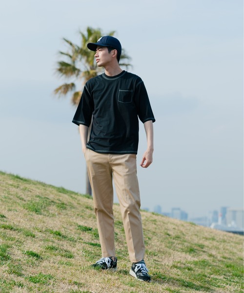 Blue Standard (ブルースタンダード)の「【BLUE STANDARD/ブルースタンダード】汗染みの目立ちにくいTシャツ ZEROSTAIN 配色ステッチビッグTシャツ(Tシャツ/カットソー・メンズ・アイボリー/ベージュ/サックスブルー/ピンク系その他/ブラック・LARGE/MEDIUM/X-LARGE)」の11枚目の写真