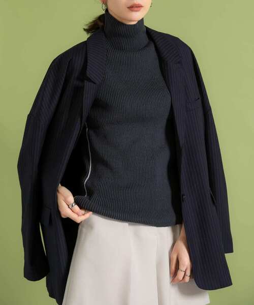 KBF（ケイビーエフ）の「illi　サイドラインハイネックニット（ニット/セーター・レディース・チャコールグレー/アイボリー/グレー系その他・ONE）」の12枚目の写真