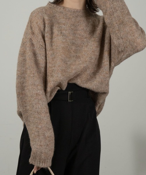 Amiur(エミレ)の「mohair blend knit(ニット/セーター・レディース・グリーン/アイボリー/モカ・FREE)」の2枚目の写真
