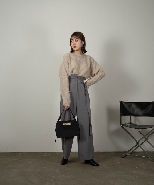 Amiur(エミレ)の「mohair blend knit(ニット/セーター・レディース・グリーン/アイボリー/モカ・FREE)」の13枚目の写真