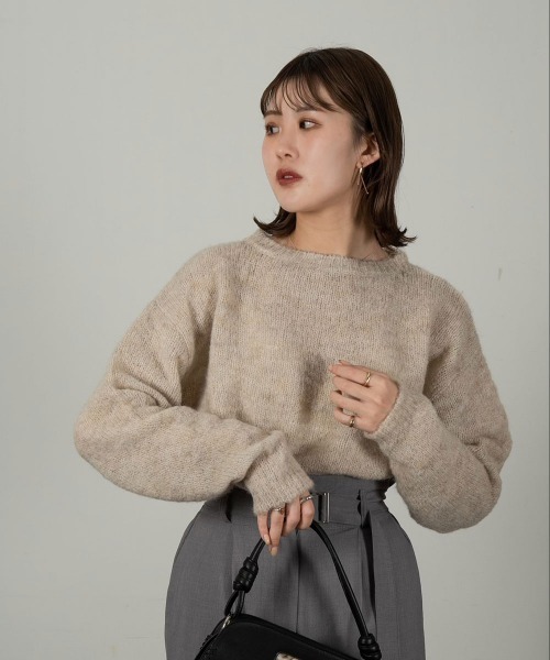 Amiur(エミレ)の「mohair blend knit(ニット/セーター・レディース・グリーン/アイボリー/モカ・FREE)」の4枚目の写真