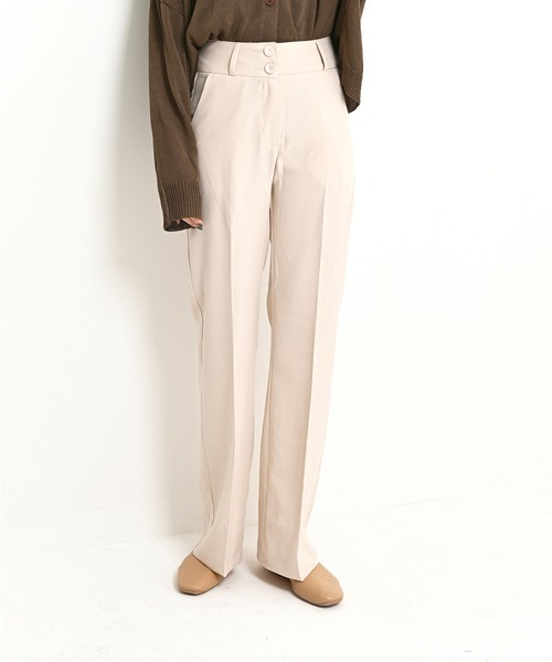 me+em select(ミームセレクト)の「ブーツカット スラックス(スラックス・レディース・ブラック/ブラウン/アイボリー/ミント/スカイブルー・SMALL/MEDIUM/LARGE/X-LARGE)」の1枚目の写真