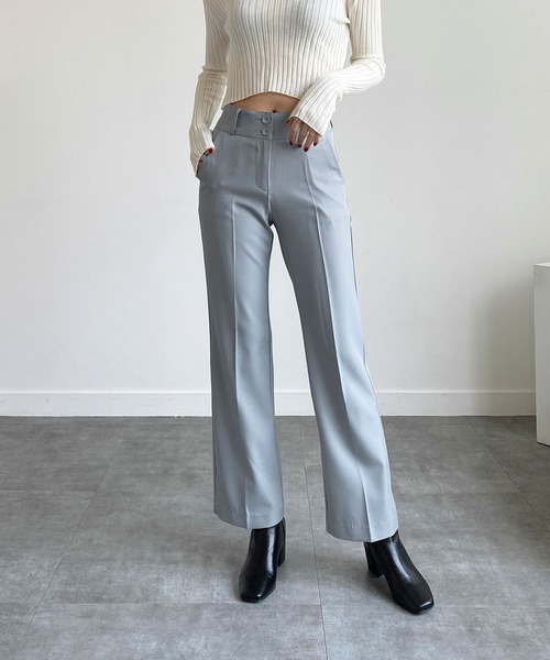 me+em select(ミームセレクト)の「ブーツカット スラックス(スラックス・レディース・ブラック/ブラウン/アイボリー/ミント/スカイブルー・SMALL/MEDIUM/LARGE/X-LARGE)」の4枚目の写真