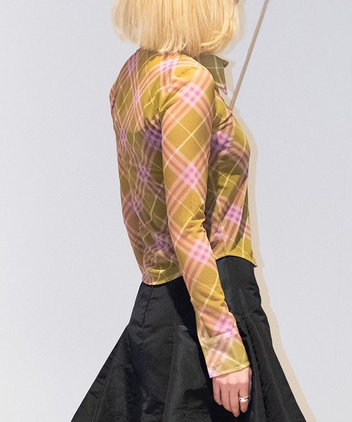 Bonjour Girl（ボンジュールガール）の「【WHYNOTUS】 MESH SHIRT（シャツ/ブラウス・レディース・レッド/イエロー・M/S）」の10枚目の写真