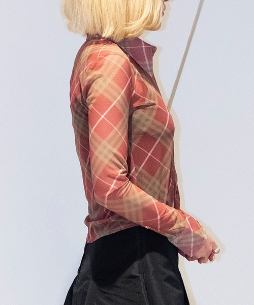 Bonjour Girl（ボンジュールガール）の「【WHYNOTUS】 MESH SHIRT（シャツ/ブラウス・レディース・レッド/イエロー・M/S）」の5枚目の写真