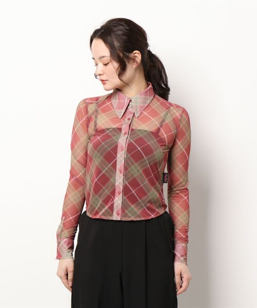 Bonjour Girl（ボンジュールガール）の「【WHYNOTUS】 MESH SHIRT（シャツ/ブラウス・レディース・レッド/イエロー・M/S）」の7枚目の写真