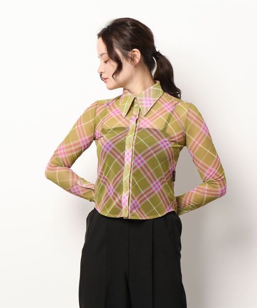 Bonjour Girl（ボンジュールガール）の「【WHYNOTUS】 MESH SHIRT（シャツ/ブラウス・レディース・レッド/イエロー・M/S）」の8枚目の写真