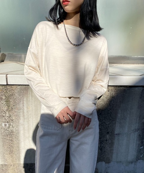 So_lemn（ソレム）の「【So_lemn/ソレム】ウールバスクロンT（Tシャツ/カットソー・レディース・アイボリー/ブルー・FREE）」の2枚目の写真