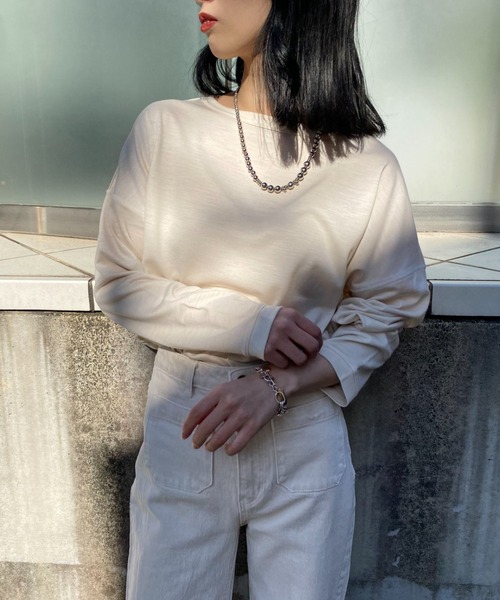 So_lemn（ソレム）の「【So_lemn/ソレム】ウールバスクロンT（Tシャツ/カットソー・レディース・アイボリー/ブルー・FREE）」の3枚目の写真