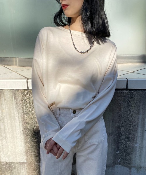 So_lemn（ソレム）の「【So_lemn/ソレム】ウールバスクロンT（Tシャツ/カットソー・レディース・アイボリー/ブルー・FREE）」の4枚目の写真