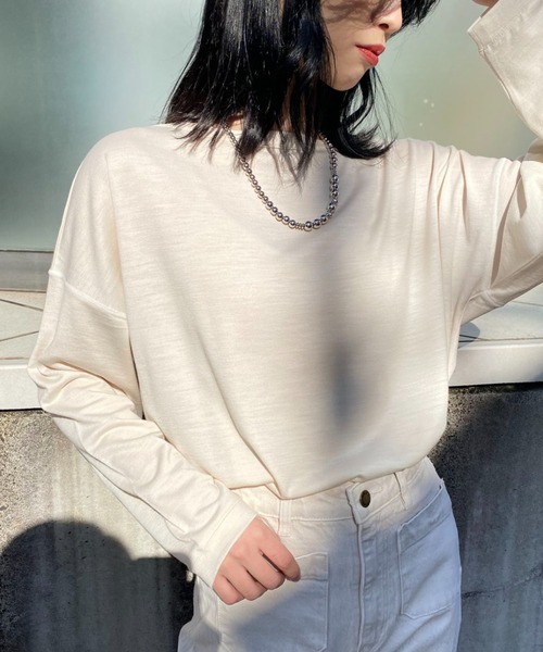 So_lemn（ソレム）の「【So_lemn/ソレム】ウールバスクロンT（Tシャツ/カットソー・レディース・アイボリー/ブルー・FREE）」の6枚目の写真