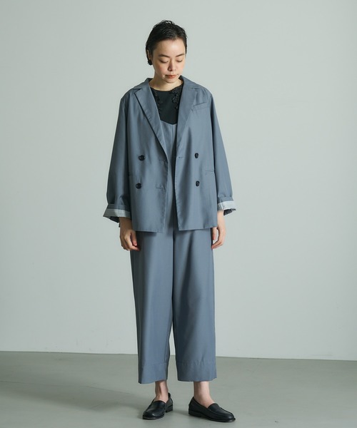 PUAL CE CIN(ピュアルセシン)の「ダブルテーラードジャケット(テーラードジャケット・レディース・グレー/ネイビー・FREE)」の9枚目の写真