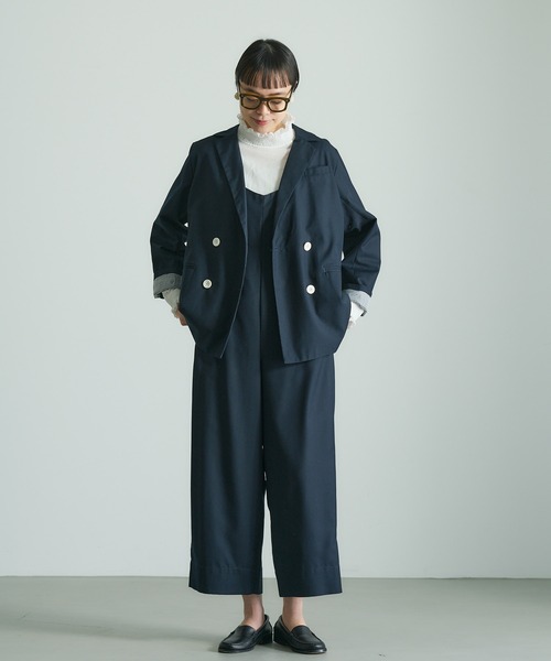 PUAL CE CIN(ピュアルセシン)の「ダブルテーラードジャケット(テーラードジャケット・レディース・グレー/ネイビー・FREE)」の8枚目の写真