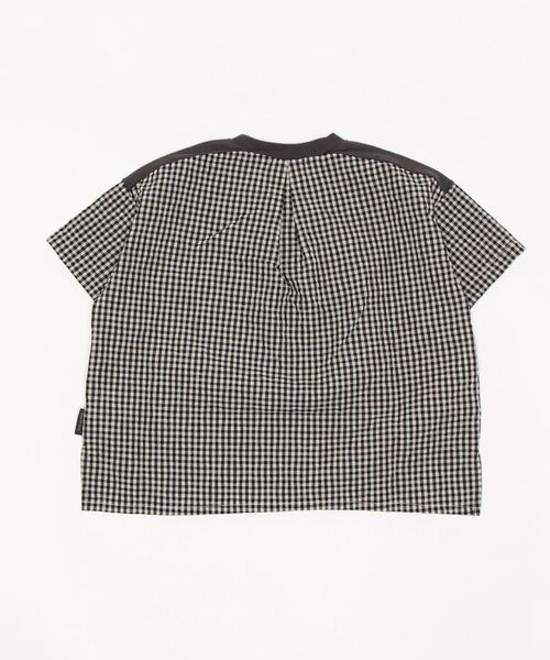 quoti use fith（クゥオティ　ユース　フィス）の「天竺 ギンガムチェック 5分袖BIG Tシャツ（Tシャツ/カットソー・キッズ・ブラック/ブルー・90/100/110/120/80/130）」の3枚目の写真