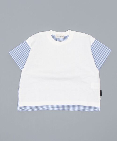 quoti use fith（クゥオティ　ユース　フィス）の「天竺 ギンガムチェック 5分袖BIG Tシャツ（Tシャツ/カットソー・キッズ・ブラック/ブルー・90/100/110/120/80/130）」の7枚目の写真