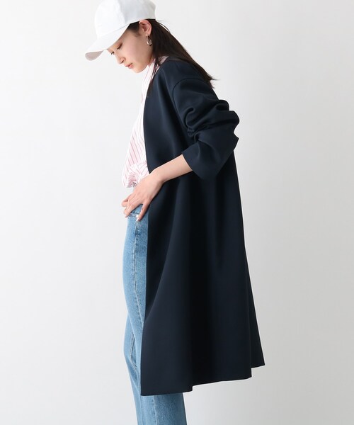 OPAQUE.CLIP（オペークドットクリップ）の「◆トリプルクロス Vノーカラーコート（ノーカラーコート・レディース・オフホワイト/サンドベージュ/ネイビー・36/38/40/42）」の14枚目の写真