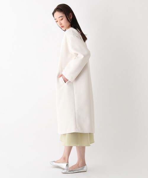 OPAQUE.CLIP（オペークドットクリップ）の「◆トリプルクロス Vノーカラーコート（ノーカラーコート・レディース・オフホワイト/サンドベージュ/ネイビー・36/38/40/42）」の17枚目の写真