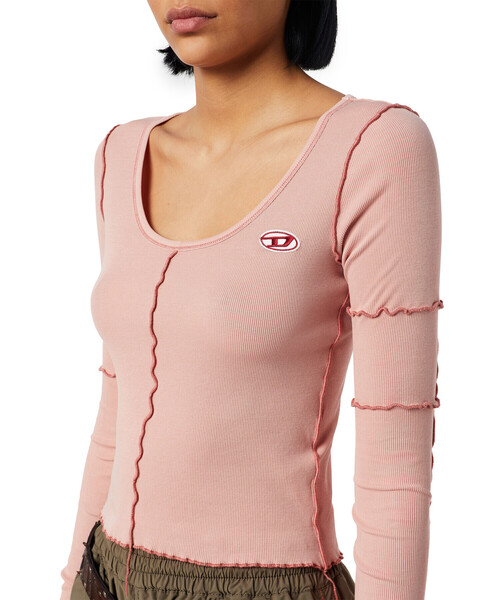 DIESEL（ディーゼル）の「レディース 長袖 カットソー ラウンドネック トップス（Tシャツ/カットソー・レディース・グレー/ピンク/イエロー・SMALL/MEDIUM/LARGE/X-LARGE）」の10枚目の写真