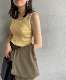 [MAISON DE L'ALLURE/メゾンドゥラリュール] スクエアネック カップ付きリブタンクトップ