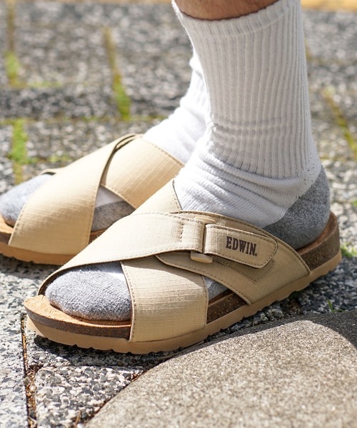 EDWIN（エドウィン）の「【EDWIN/エドウィン】リップストップ　クロスベルトサンダル　ワンポイントブランドロゴ（サンダル・メンズ・カーキ/ベージュ/ブラック/マスタード・26cm/28cm/27cm/25cm）」の10枚目の写真
