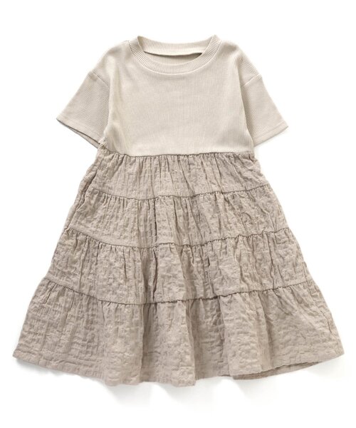 Ampersand（アンパサンド）の「premier ドッキングティアードワンピース（ワンピース・キッズ・ライトグレー/ブラウン/アイボリー・90/100/110/120/80/130/70/140）」の3枚目の写真