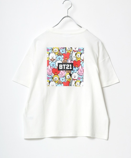 BT21(ビーティーイシビル)の「BT21 ボックスロゴ刺繍・キャラクター刺繍ワイドシルエットTシャツ(Tシャツ/カットソー・レディース・ホワイト/ブラック/ホワイト系その他/ブラック系その他・M)」の3枚目の写真