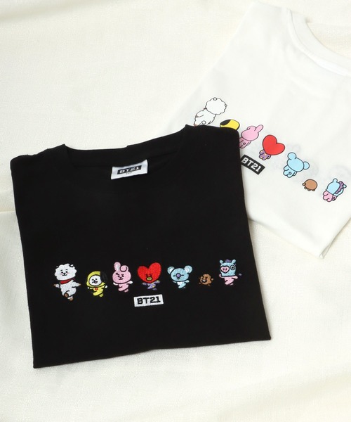 BT21(ビーティーイシビル)の「BT21 ボックスロゴ刺繍・キャラクター刺繍ワイドシルエットTシャツ(Tシャツ/カットソー・レディース・ホワイト/ブラック/ホワイト系その他/ブラック系その他・M)」の4枚目の写真
