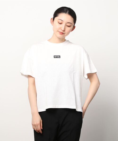 BT21(ビーティーイシビル)の「BT21 ボックスロゴ刺繍・キャラクター刺繍ワイドシルエットTシャツ(Tシャツ/カットソー・レディース・ホワイト/ブラック/ホワイト系その他/ブラック系その他・M)」の6枚目の写真