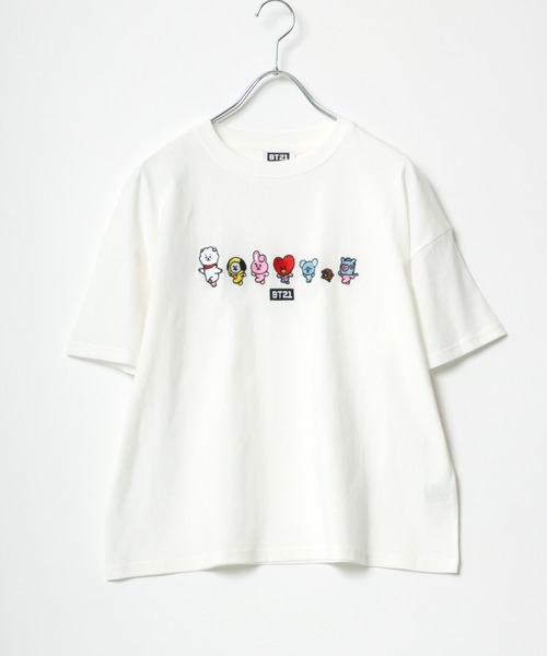 BT21(ビーティーイシビル)の「BT21 ボックスロゴ刺繍・キャラクター刺繍ワイドシルエットTシャツ(Tシャツ/カットソー・レディース・ホワイト/ブラック/ホワイト系その他/ブラック系その他・M)」の19枚目の写真