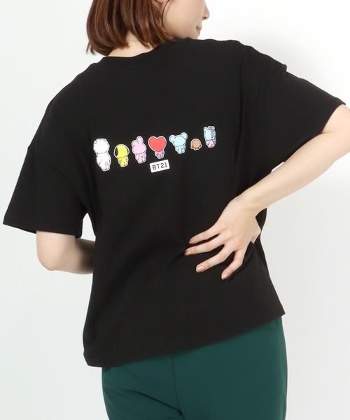 BT21(ビーティーイシビル)の「BT21 ボックスロゴ刺繍・キャラクター刺繍ワイドシルエットTシャツ(Tシャツ/カットソー・レディース・ホワイト/ブラック/ホワイト系その他/ブラック系その他・M)」の11枚目の写真