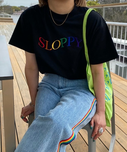WHO'S WHO gallery（フーズフーギャラリー）の「【SLOPPY/スロッピー】刺繍TEE（Tシャツ/カットソー・レディース・アッシュグレー/ボルドー/オフホワイト/ブラック・FREE）」の6枚目の写真