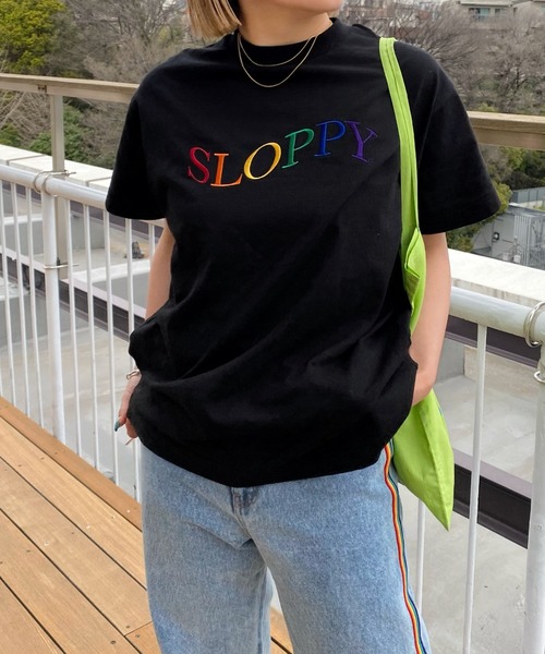 WHO'S WHO gallery（フーズフーギャラリー）の「【SLOPPY/スロッピー】刺繍TEE（Tシャツ/カットソー・レディース・アッシュグレー/ボルドー/オフホワイト/ブラック・FREE）」の7枚目の写真