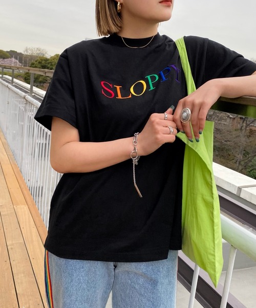 WHO'S WHO gallery（フーズフーギャラリー）の「【SLOPPY/スロッピー】刺繍TEE（Tシャツ/カットソー・レディース・アッシュグレー/ボルドー/オフホワイト/ブラック・FREE）」の8枚目の写真