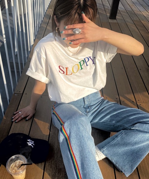 WHO'S WHO gallery（フーズフーギャラリー）の「【SLOPPY/スロッピー】刺繍TEE（Tシャツ/カットソー・レディース・アッシュグレー/ボルドー/オフホワイト/ブラック・FREE）」の13枚目の写真