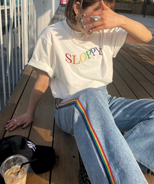 WHO'S WHO gallery（フーズフーギャラリー）の「【SLOPPY/スロッピー】刺繍TEE（Tシャツ/カットソー・レディース・アッシュグレー/ボルドー/オフホワイト/ブラック・FREE）」の14枚目の写真