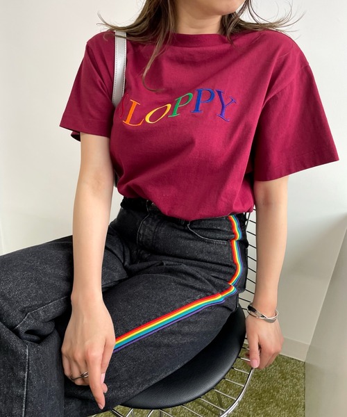 WHO'S WHO gallery（フーズフーギャラリー）の「【SLOPPY/スロッピー】刺繍TEE（Tシャツ/カットソー・レディース・アッシュグレー/ボルドー/オフホワイト/ブラック・FREE）」の15枚目の写真