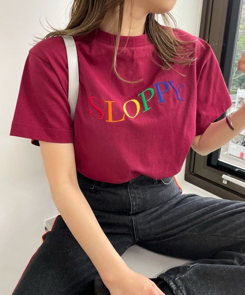 WHO'S WHO gallery（フーズフーギャラリー）の「【SLOPPY/スロッピー】刺繍TEE（Tシャツ/カットソー・レディース・アッシュグレー/ボルドー/オフホワイト/ブラック・FREE）」の16枚目の写真