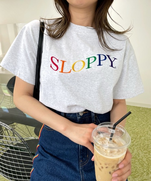 WHO'S WHO gallery（フーズフーギャラリー）の「【SLOPPY/スロッピー】刺繍TEE（Tシャツ/カットソー・レディース・アッシュグレー/ボルドー/オフホワイト/ブラック・FREE）」の18枚目の写真