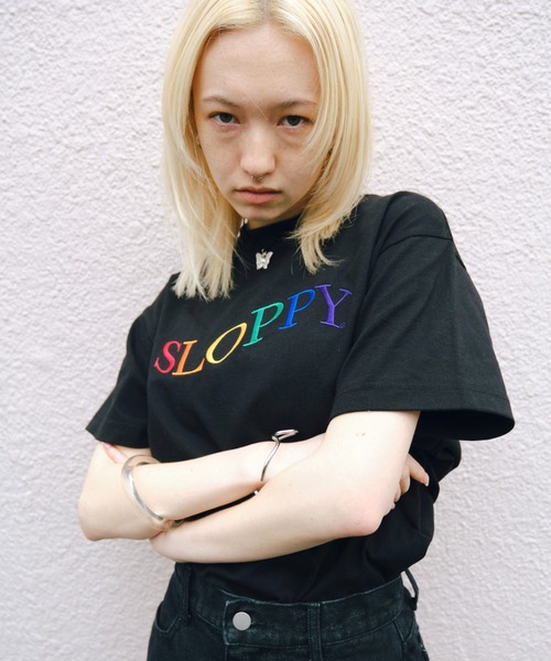 WHO'S WHO gallery（フーズフーギャラリー）の「【SLOPPY/スロッピー】刺繍TEE（Tシャツ/カットソー・レディース・アッシュグレー/ボルドー/オフホワイト/ブラック・FREE）」の21枚目の写真