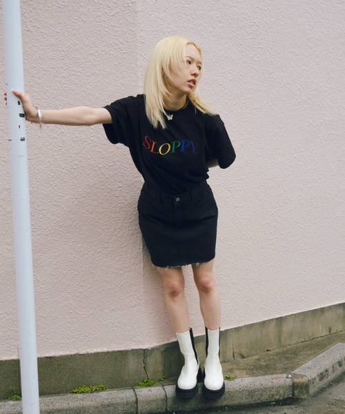 WHO'S WHO gallery（フーズフーギャラリー）の「【SLOPPY/スロッピー】刺繍TEE（Tシャツ/カットソー・レディース・アッシュグレー/ボルドー/オフホワイト/ブラック・FREE）」の22枚目の写真