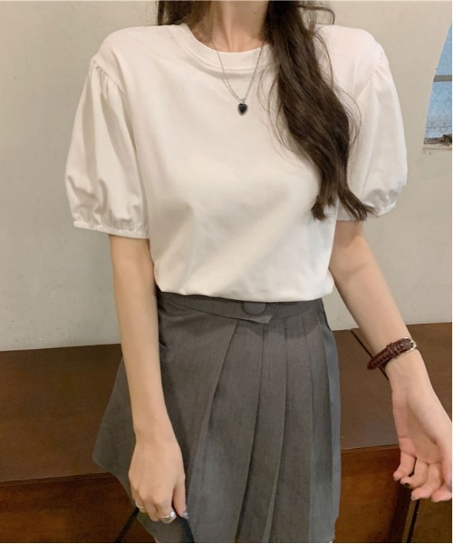 ibeul_（イベール）の「コットンタッチ パフスリーブTシャツ（Tシャツ/カットソー・レディース・ブラック/グレー/ホワイト・FREE）」の3枚目の写真