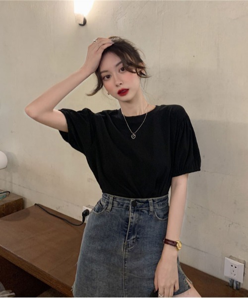 ibeul_（イベール）の「コットンタッチ パフスリーブTシャツ（Tシャツ/カットソー・レディース・ブラック/グレー/ホワイト・FREE）」の19枚目の写真